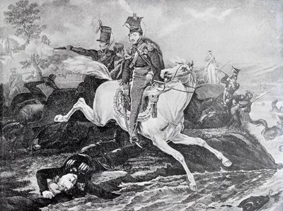 Dood van Józef Poniatowski in de Slag bij Leipzig, 1813 door Unknown